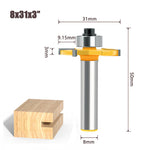 Tongue Groove Router Bit 8mm Shank 4 Flute Ball Bearing Grooving Cutter Tungsten Steel Straight End Mill for Woodworking Milling Cutting