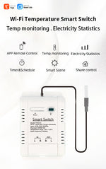20A Smart WiFi Temperature Humidity Monitoring Switch TYTHE-D1 with Remote Control Real-Time Monitoring Comprehensive Record Keeping AC 85-250V High Current Compatibility Ideal for Smart Home Automation