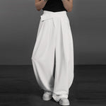 LinkMejor Men Solid Color Straight Legged Pants Loose Fit Casual Hook Loop Zipper Long Trousers Large Size for Big Men S-5XL