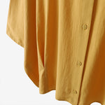 LinkMejor Cotton Solid Button Lapel Ruched Casual Blouse