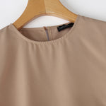 LinkMejor Fashion Style Womens Temperament Pleats Splicing Dresses Ladylike Short Sleeved Mini Contrast Dress