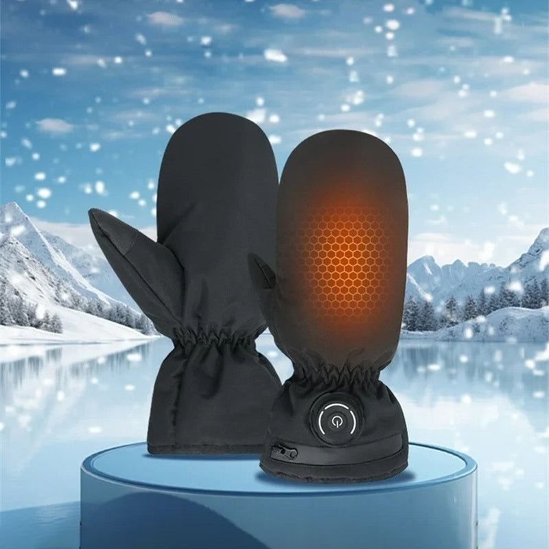 LinkMejor 3 Gears Electric Heated Gloves USB Rechargeable Heating Mittens Winter Warm Touch Screen Gloves Cycling Glove Outdoor Waterproof Thermal Gloves