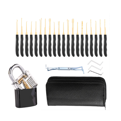 26PCS Lock Picks Training Tool Transparent Practice Padlock Set Locksmith Tool