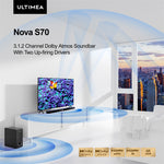 [US/UK Direct] Refurbished ULTIMEA Nova S70 3.1.2 Soundbar 390W True Dolby Atmos Soundbar BassMax 4K Dolby Vision HDR Passthrough 3EQ Modes Wired Speaker Subwoofer