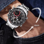 LinkMejor Multi-function Men Watch Night Light Waterproof Quartz Watch Timepiece Chronograph Date Sport Watch for Male