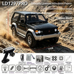LinkMejor 1297 PRO RTR 1/14 2.4G 4WD Brushless RC Car Official Licensed for Mitsubishi Pajero V24WG 1992 Two Speed Metal Drive Shaft Oil Shocks Full Proportional Off-Road Climbing Truck Vehicles Models Toys