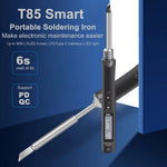 T85 Soldering Iron Kit Smart Portable 96W Heat Pencil 80-480°C Fast Heating OLED Display Type-C PD QC USB Electric Welding Tool