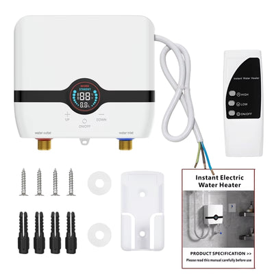 Tevorex 220V 6500W Tankless Electric Water Heater, Instant Wall-Mounted Hot Water Heater with LED Touch Screen, Remote Control & Temperature Display for Bathroom or Kitchen