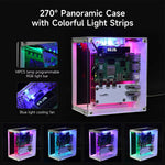 LinkMejor Raspberry Pi 5 Case Protective Kit with Cooling Fan Chassis RGB Color Light 0.96 Screen Dispaly DIY Electronic Shell Host PCIe