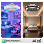 Elfeland Smart RGB LED Ceiling Fan Light 6 Fan Speeds 2H Intelligent Timing Quiet Operation Flush Design with Remote control for Home Office