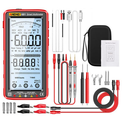 LinkMejor 681 Rechargable Digital Professional Multimeter Non-contact Voltage Tester AC/DC Voltage Meter Touch Screen Current Tester