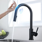 LinkMejor Smart Touch Kitchen Sink Faucet 360 ° Rotation with Pull Down Sprayer Motion Sensor Cold Hot Mixed Tap SUS 304 Stainless Steel Brushed Nickel