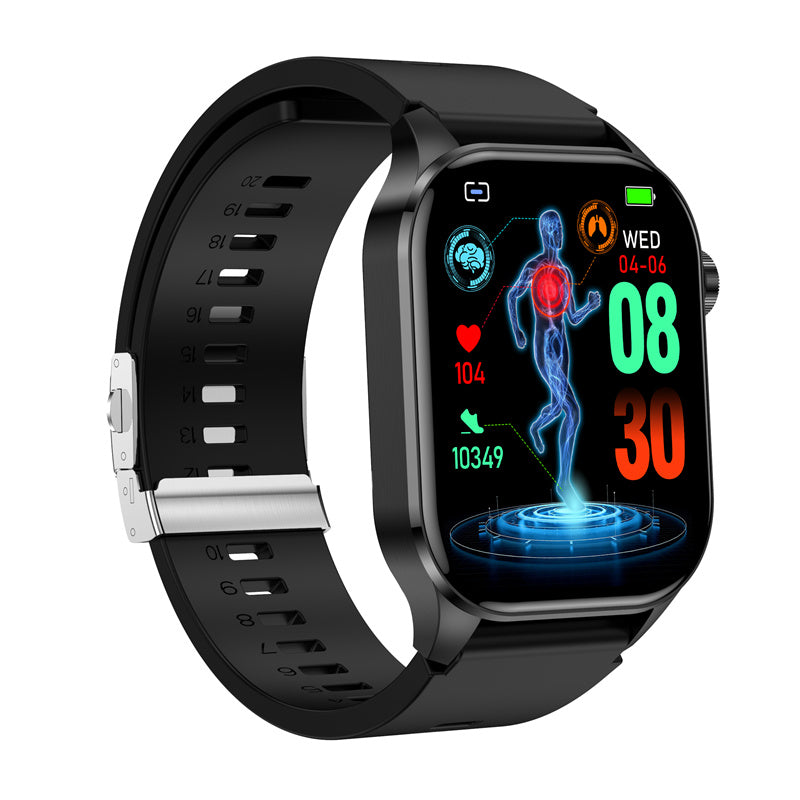 ET580 2.04 inch AMOLED HD Screen Blood Composition Measurement ECG Electrocardiogram bluetooth Call Heart Rate Blood Pressure SpO2 Monitor ECG Non-invasive Blood Glucose Multi-sport Modes Music Playback IP68 Waterproof Smart Watch