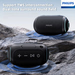PHILIPSTAS3209 IPX7 Waterproof Speaker Portable bluetooth 5.3 Speaker 57mm Large-sized Speaker Shocking Bass RGB Lighting TWS Hands-free Call Support AUX TF Card Playback Outdoors Speakers