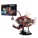 LinkMejor XZ0113 Cyber Lantern Fish Anglerfish Dynamic Mechanical Desktop Ornament Building Block Brick Assembly Kit Kids Christmas Gift