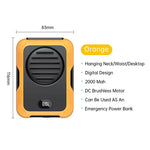Mini Portable USB Rechargeable Fan 2000mAh Hanging Neck Waist Fan for Outdoor Camping Hiking Climbing Running Sports