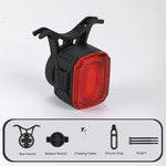LinkMejor Smart Sensing Brake Bicycle Taillight 6 Lighting Modes Waterproof Type-C Charging Bike Rear Light for MTB Night Riding Warning Safety