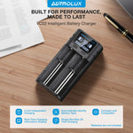 Astrolux® VC02 Intelligent 2-Slot LCD Battery Charger Type-C 2A Quick Charge Mix-charging of 1.2V Ni-MH/Ni-CD AA/ AAA/ AAAA 3.6V/ 3.7V Li-ion/ IMR/ INR/ ICR 14500/ 18650/ 21700/26650 Battery For Cells Flashlight RC Toys Home Tools