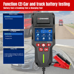 Konnwei KW700 12V 24V Car Truck Automotive Lead-Acid Battery Tester With Printer Battery Analyzer Cranking Test Charging Test 10-2000CCA Check Voltage CCA Internal Resistance SOC SOH