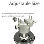 Mini Hobby Vise CNC Aluminum Alloy 360 Swivel Adjustable Pin Vise 8 Bench Pins 50mm Clamping Width Table Vice Clamp Action Figure DIY Jewelry Watch