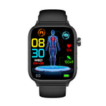 ET570 1.96inch HD Screen bluetooth Call ECG Heart Rate Blood Pressure Blood Oxygen Monitor Noninvasive Blood Glucose Measurement Uric Acid Blood Lipid Testing BMI Body Fat Sleep Monitoring Multi-sport Modes Music Playback IP68 Waterproof Smart Watch