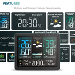 LinkMejor Weather Station Alarm Clock Wireless Indoor Outdoor Thermometer with Atomic Clock Forecast Station with Calendar and Adjustable Backlight