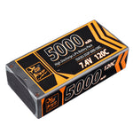 LinkMejor 7.4V 5000mAh 120C 2S Lipo Battery T Deans Plug Hard Case for RC Car