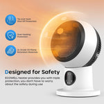 [US Direct]ECOWELL Space Heater, 1500W 2S Fast Heating Electric Ceramic Heater with Remote Control, Overheating and Tip-Over Protection, Portable Desk Heater, EHT150