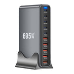 [GaN Tech] Bakeey YMX-695W 695W 10-Port USB PD Charger 5USB-A+5USB-C PD QC Fast Charging Desktop Charging Station EU Plug US Plug for iPhone 16 16 Pro 15 14 13 12 for Huawei Pura X for Xiaomi 15pro for Samusng Galaxy S25 Ultra