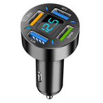 66W 4-Port USB PD Car Charger Adapter Dual 2.4A USB-A PD QC3.0 Fast Charging with Blue LED for iPhone 13 14 14 Pro Max for Huawei Mate50 for Samsung Galaxy S22 for Redmi K60 for OPPO Reno9