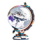 LinkMejor 360° Rotating Transparent Globe World Map Creative Tech Cool Warm Lighting Building Blocks Brick Assembly Kit For Kids Educational Toys Gifts