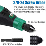 2PC  Hex Shank-Black and White Keyless Drill Chuck Adapter For Easy Bit Changes Available In Electric Grinder, Nail Machine, Engraving Machine