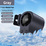 T511 Outdoor Hanging Waist Fan USB Rechargeable Clip On Mini Fan 199 Speed LED Display Quiet Portable Fan For Camping Hiking Driving