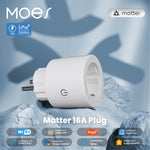 MOES Tuya Smart Matter Plug WiFi Socket 16A Outlet Power Monitor Remote Control Voice Control Work with Alexa Google Assistant