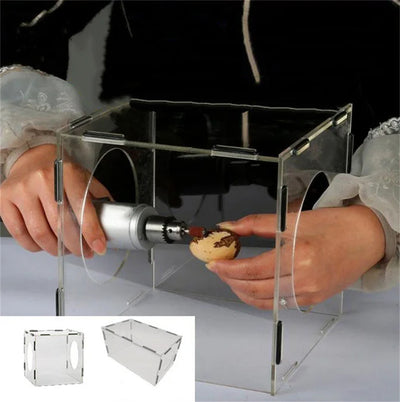 Clear Acrylic Grinding Dust Box Transparent Design 200x200x200mm 200x180x300mm Easy Assembly Polishing Buffing Engraving Dust Proof