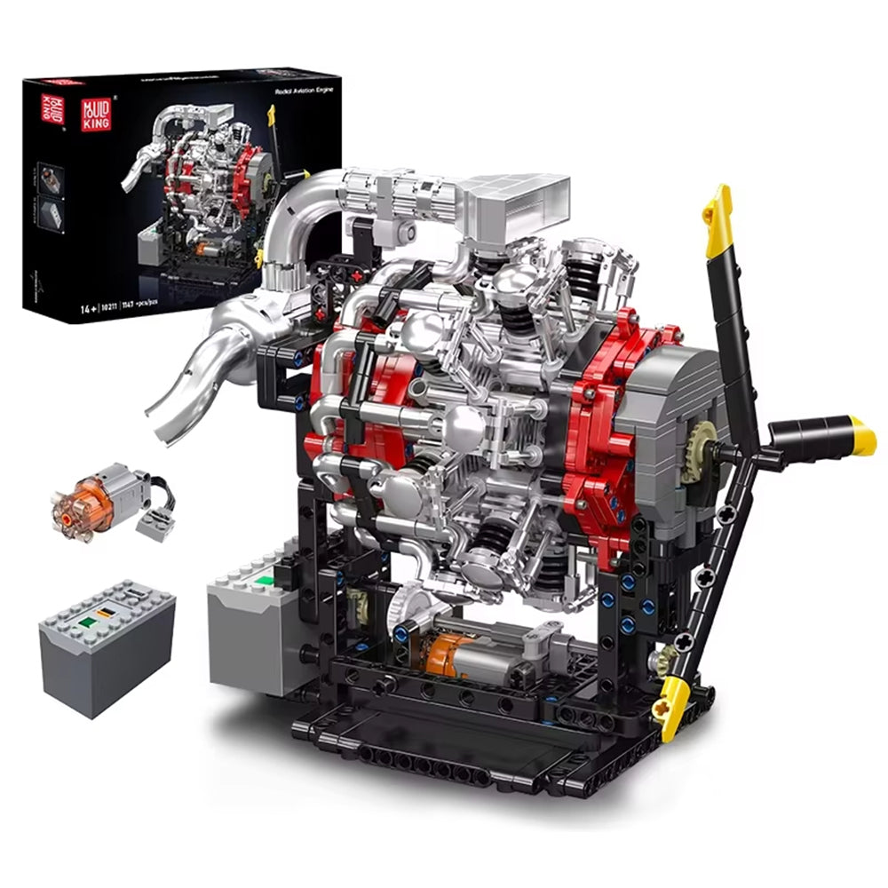 Mould King 10211 Technical Engine Toys Motorized Radial Aviation Engine Building Block Assembly Engine Set 1147PCS Kids Christmas Gift