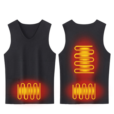 LinkMejor 3-Zone Intelligent Electric Heating Seamless Vest for Men Women Fleece-Lined Thermal Underwear Base Layer Body Self Heating Warm Clothes(No Power Bank)