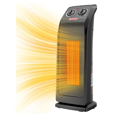 [US Direct] ECOWELL 18" Tower Heater for Indoor Use, 1500W Fast Heating Ceramic Electric Heater with Thermostat, 3 Modes, Tip-Over Protection, 60° Oscillating Portable Space Heater for Office Bedroom EHT180