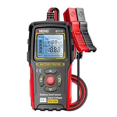 LinkMejor BT175 Car Battery Tester 12V 24V Lead Acid Battery Analyzer Digital Voltage Alternator Tester Accurate CCA Measurement Backlit Screen Automotive Battery Checker