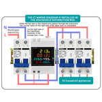 D52-2066 6-in-1 Digital Single Phase Energy Meter with LCD Display Din Rail Mount Power/Voltage/Current/Energy/Frequency Monitor Metering