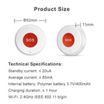 Tuya WiFi Smart SOS Call Button Wireless Caregiver Pager Phone Alert Transmitter Emergency Call Button for Kids Elderly Patient