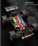 LinkMejor SG316MAX/PRO 1/16 2.4G 4WD 80km/h Brushed/Brushless RC Car LED Light Off-Road Climbing Truck High Speed Full Proportional Vehicles Model RTR Toys