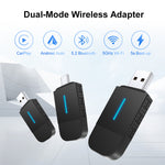 LinkMejor Wireless Carplay Android Auto 2In1 Smart Dongle Adapter 5GWIFI BT5.2 For 99% OEM Car Comes With USB & TYPE-C Interfaces