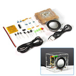 HU-023 Mini Crystal Speaker DIY Kit Dual Channel 3W Power Compact LED Music Spectrum Display Computer Phone Audio Desktop Speaker Assembly