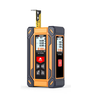 SWTM40RG SW-TM60RG 4-in-1 Laser Tape Measure 40M/60M Digital Distance Meter with Cross-Line Laser Level Rechargeable Measuring Tool with Dual Screens
