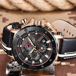 LinkMejor Men's Luxurious Fashion Quartz Watch Calendar Multifunction Waterproof Watch Chronograph Sport Wristwatch
