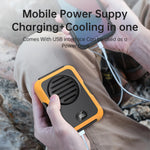Mini Portable USB Rechargeable Fan 2000mAh Hanging Neck Waist Fan for Outdoor Camping Hiking Climbing Running Sports