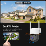 SriHome SH056 PTZ Security Camera 3MP 2K Ultra HD Full Color Night Vision Human Motion Two-Way Audio Visual Alarm IP66 Waterproof WIFI IP Surveillance Camera with APP Remote Control for Outdoor Safety