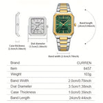 LinkMejor Fashion Rectangular Business Watches for Men Waterproof Luminous Hands Stainless Steel Simple Vintage Quartz Wristwatch