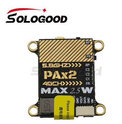 5.8Ghz SoloGood Max 2.5W 40CH OSD VTX 0/25/400/800/1500/2500mW Adjustable MMCX FPV Transmitter For DIY RC Long Range RC Drone